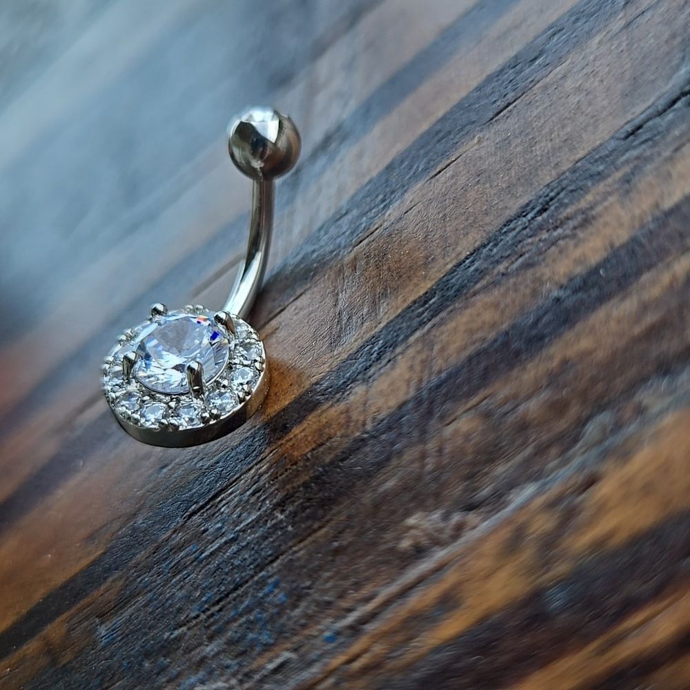 Elegant Silver Tone Crystal Belly Button Rings Navel Stainless Steel Women Jewel - Picture 7 of 16